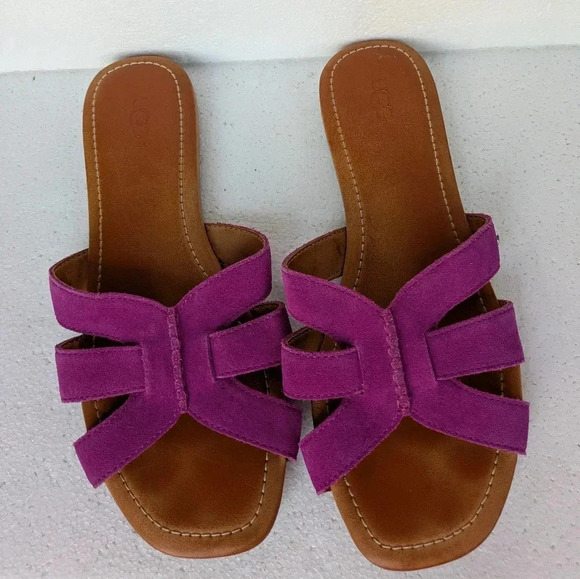 UGG Teague Dragon Fruit Suede Sandals Slides Women 9 - Picture 1 of 9